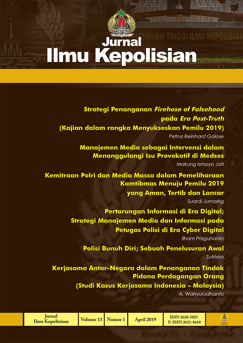 					View Vol. 13 No. 1 (2019): Jurnal Ilmu Kepolisian Volume 13 Nomer 1 2019
				